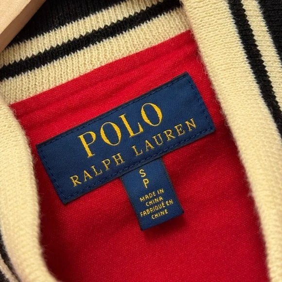 Polo Ralph Lauren Red and Cream “p-patch 1967” satin bomber jacket